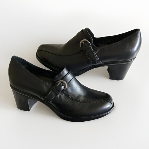 Dansko Bootie Pump‎ Women EU 37 US 6.5-7 Black Leather Bicycle Toe Slip On Heel - Picture 1 of 8